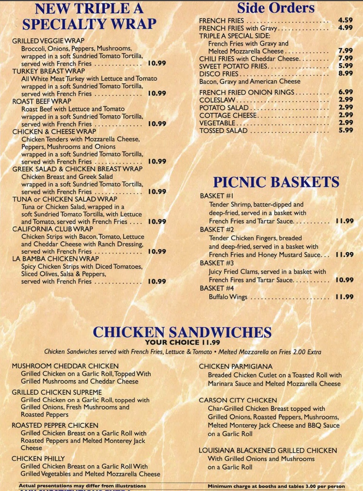 Triple-A Diner Restaurant Menu - Image 6